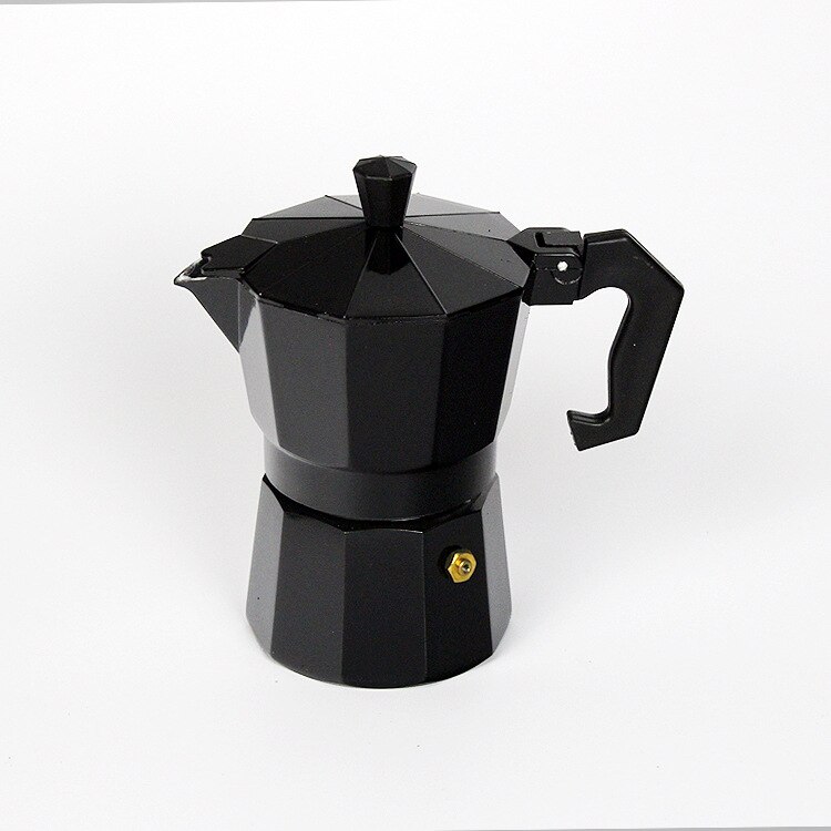 Cafetera italiana Moka, máquina de café Espresso de aluminio, tetera, estufa de Latte, accesorios para Barista: 450ml--black