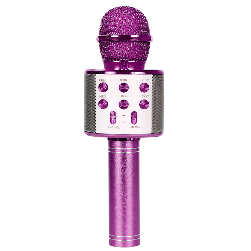 WS858 Bluetooth Karaoke Wireless Microphone Speaker Handheld Condenser Microphone Player Singing Recorder Mic LED: Purple