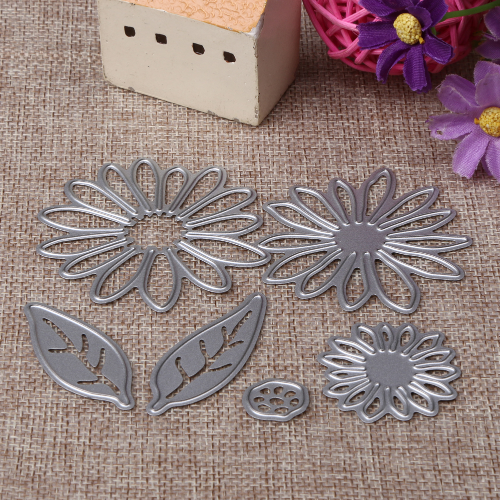 6pcs/Set Craft Dies Flower Decor Metal Die Scrapbooking Cutting Stamps Embossing Paper Cards Border Template Photo Album Decor