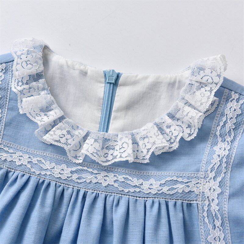 Clibeso neonate abito di lino blu bambini abiti spagnolo ragazza Boutique abiti di compleanno con cappelli abito da festa di compleanno