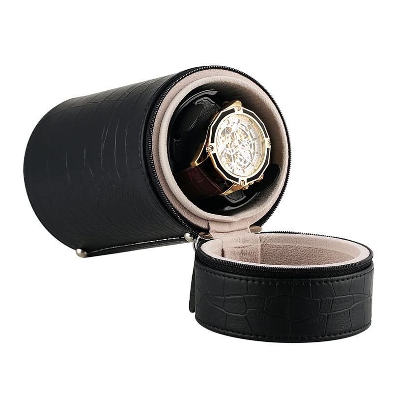 Cylinder Mute Automatic Watch Winder Black Crocodile Luxury Distributed USB Cable Rotatory Clock Winder enrolador relogi