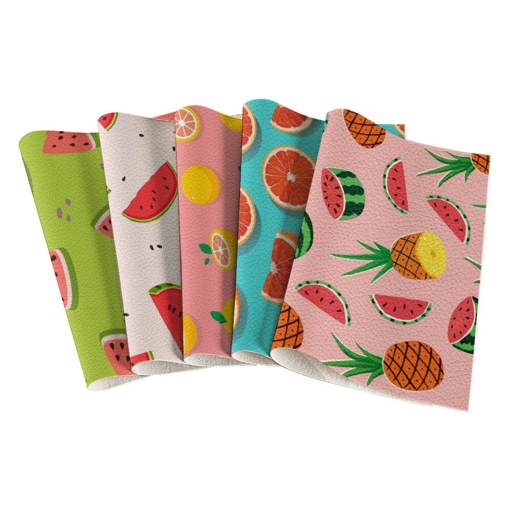 Good-Looking Fruit Printing Lychee Pattern Leather Fabric Hair Accessories Bow Knot Shoes Crafts 22X30cm