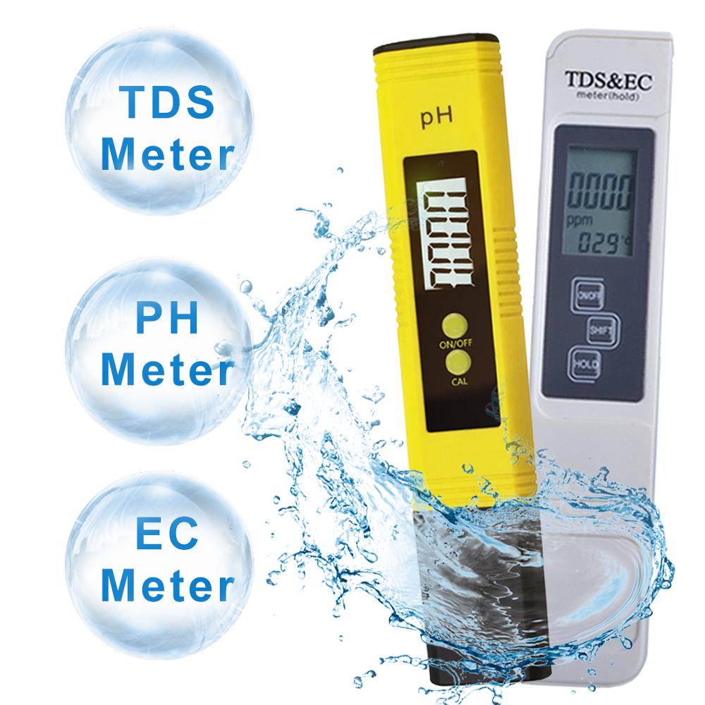 Bærbar digital ph meter 0.00-14.0 ph tester tds & ec meter termometer 0-9999us/cm 0-9999 ppm 0.1-80.0 graders vandkvalitetsmonitor