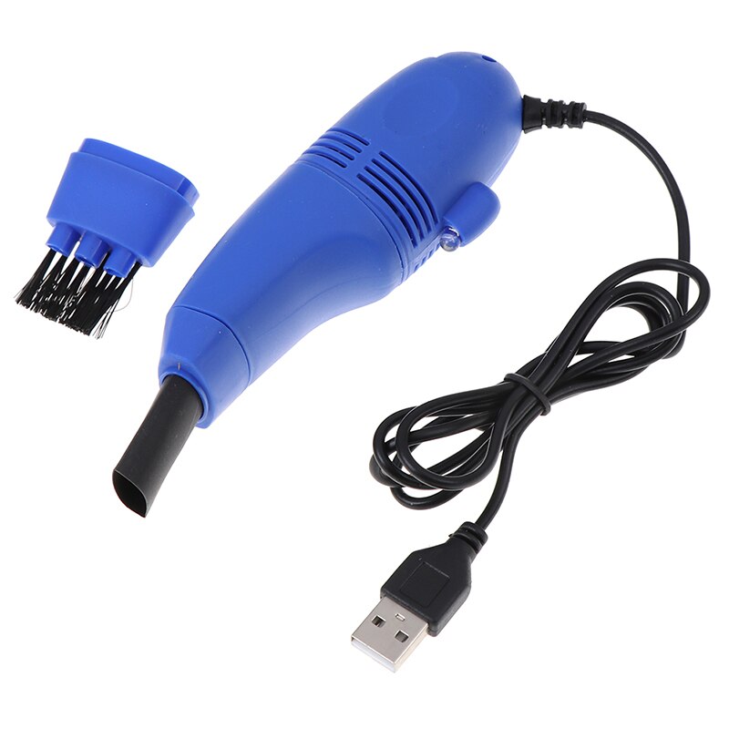 Useful Mini Computer Vacuum USB Keyboard Brush Cleaner Laptop Brush Dust Cleaning Kit Household Cleaning Tool: Blue