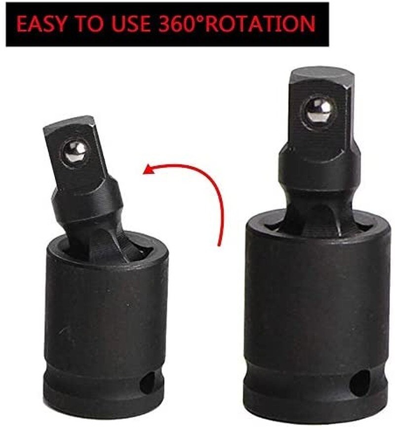Drive Rotate 360° Universal Joint Swivel Adapter Air Impact Wobble Socket Piece Impact Adapter and Reducer Set Hand Tool 3/8 1/4
