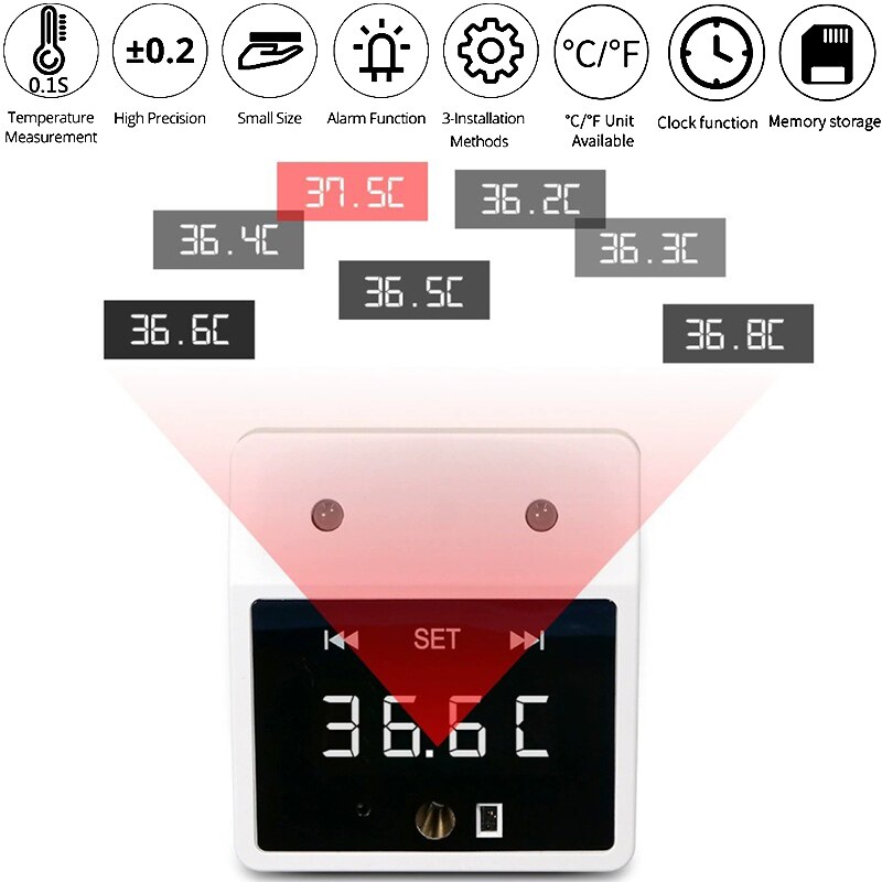 Infrarood Voorhoofd Thermometer Thuis Gezondheid Monitor Digitale Display Voor Kinderen Ouderen Contactloze Desktop Muur Thermometer Usb