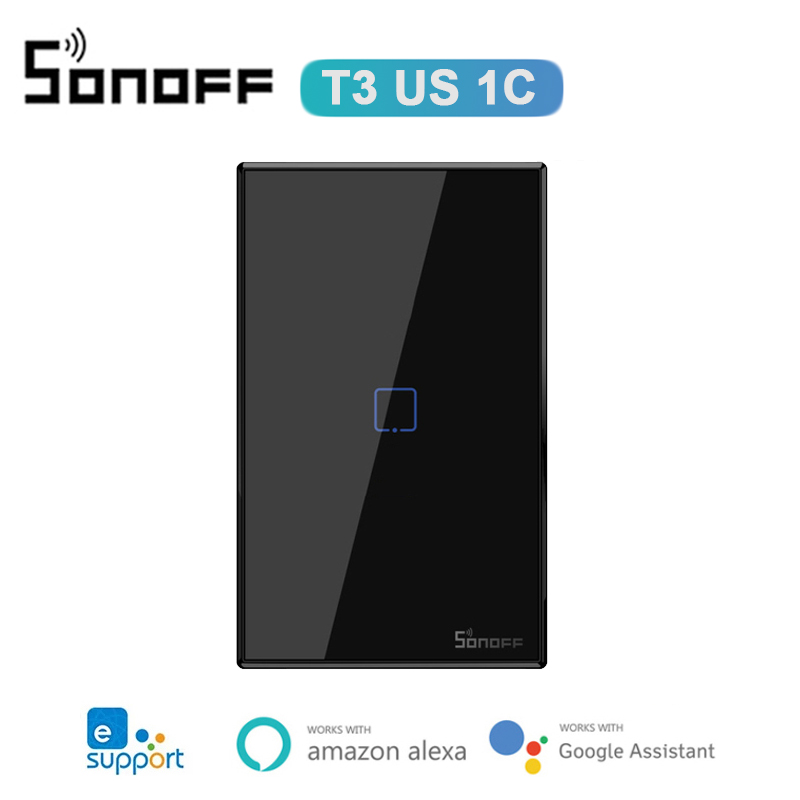 SONOFF T2/T3 US Smart Light Switch,SONOFF TX WiFi eWelink interruptor Smart Home Wall Touch Switch Panel For Alexa Google Home: T3 1 Gang