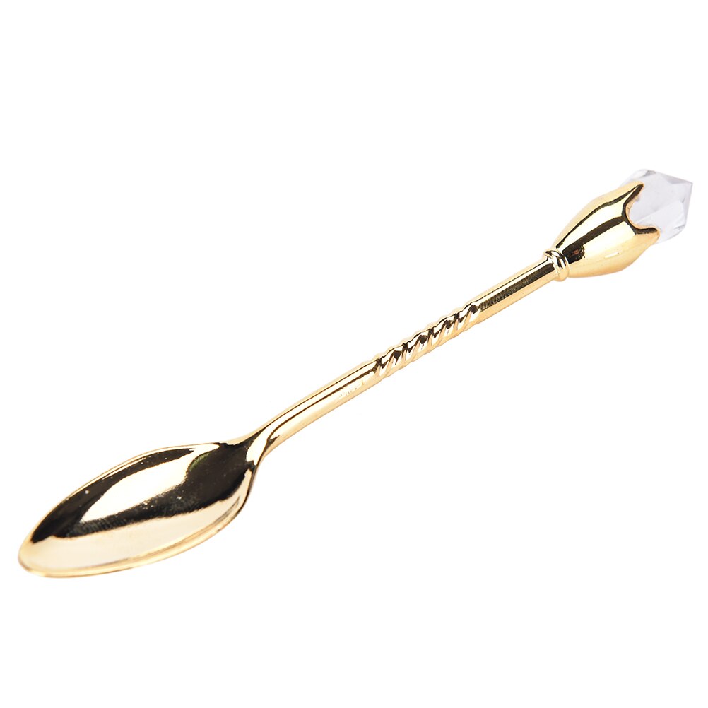 1PC Long Handled Stainless Steel Dessert Ice Cream Tea Coffee Spoon Cute Diamond Shapes Flatware Sets Mini Honey Dipper Mixer: Gold