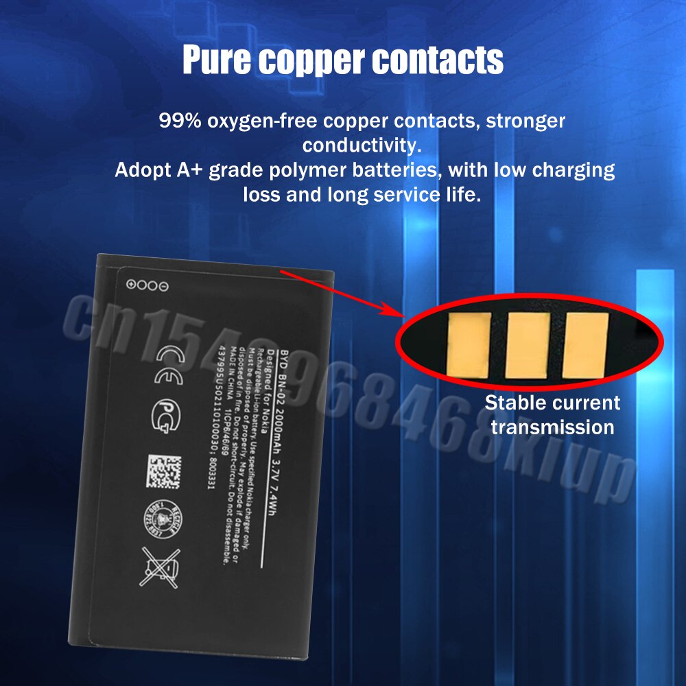 1-20 stück 3.7v bn -02 bn 02 bn02 für wiederaufladbare lithium-batterien nokia  xl 4g rm -1061 rm-1030 ersatz-handyakkus