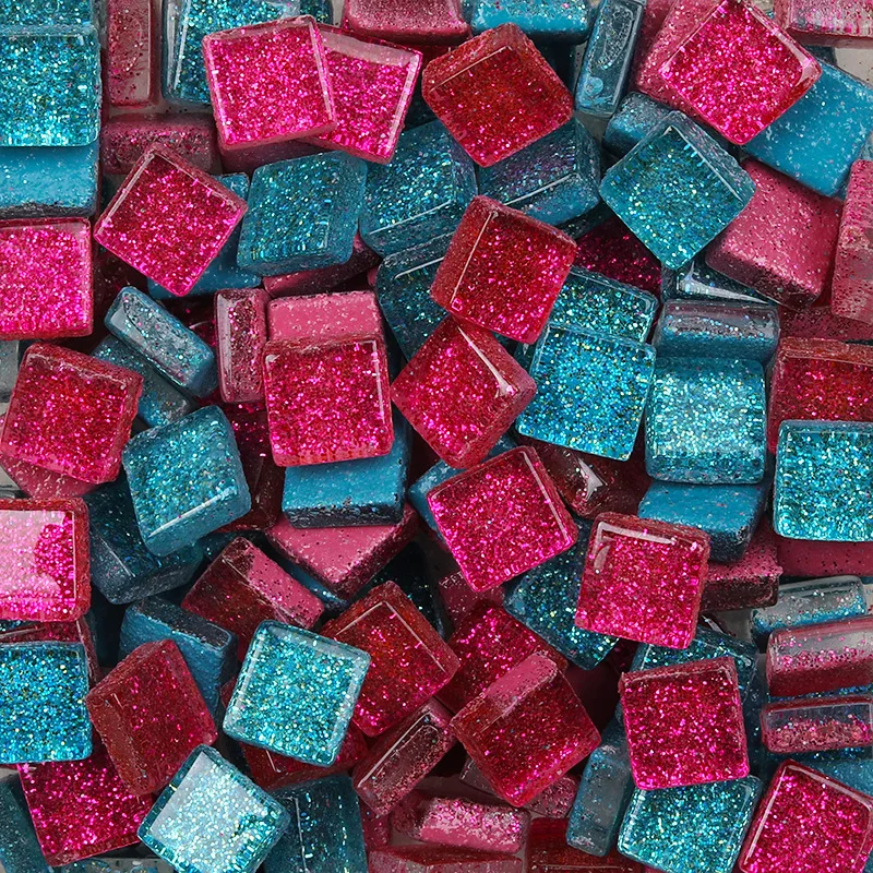 50Stck Diy mischen Farbe funkeln Glas Mosaik Steine Mosaik Fliesen Glas Kiesel Handwerk Material Puzzle Für Diy Mosaik, Der 10*10mm: 15