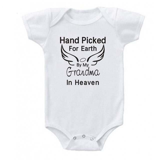 Body en coton pour bébé | Combinaison pour -né, taillée à la main pour la terre et ma grand-mère du ciel, vêtements d'été blancs à manches courtes: white / 12M