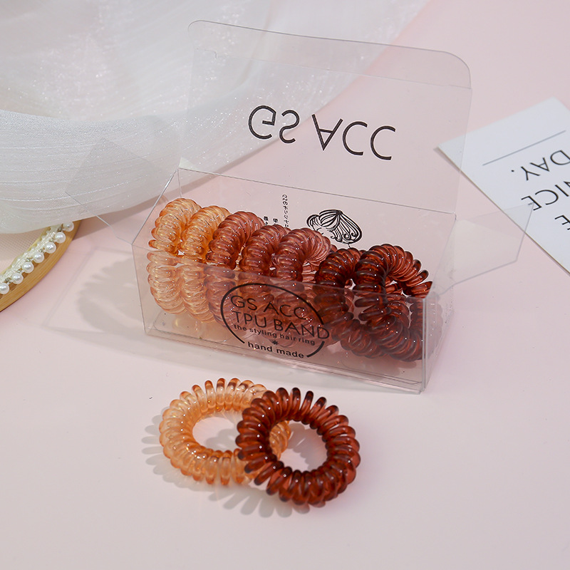 Gomas elásticas para el pelo para mujer, Niña y niño, cintas de goma transparentes en espiral, accesorios para el pelo, 9 unids/lote por caja: Lavanda