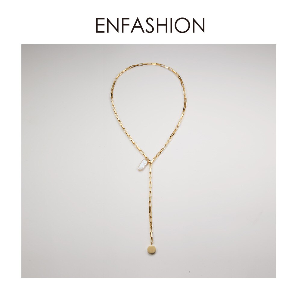 ENFASHION Boho Muschel Kette Halskette Frauen Gold Farbe Edelstahl Natürliche murmeln Der Perle Halsketten Schmuck P193032: Ursprünglich Titel