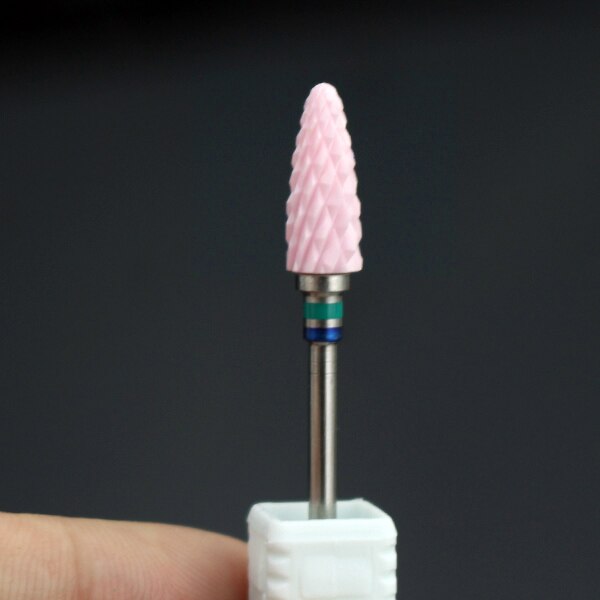 1 stücke Weiß Rosa Keramik Nagel Bohrer Fräsen Cutter für Manikübetreffend Elektrische Bohrer Zubehör Dreh Grat Manikübetreffend Bits Mühlen Werkzeug: Rosa-1