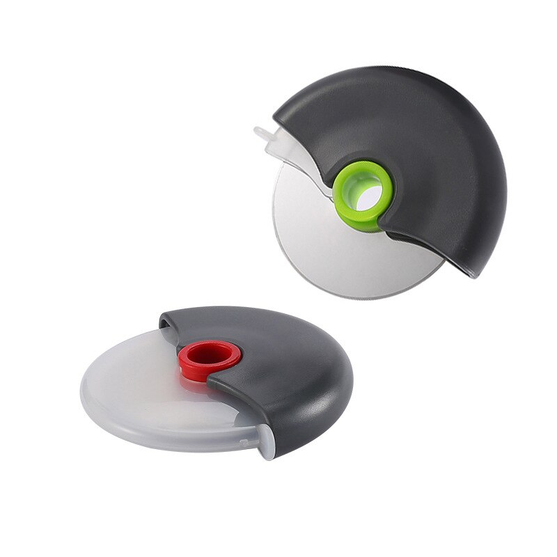 Rvs Ronde Wiel Snijmes Voor Pizza Met Deksel Roulette Roller Deeg Pizza Slicer Cutter Bakken Accessoires Gereedschap