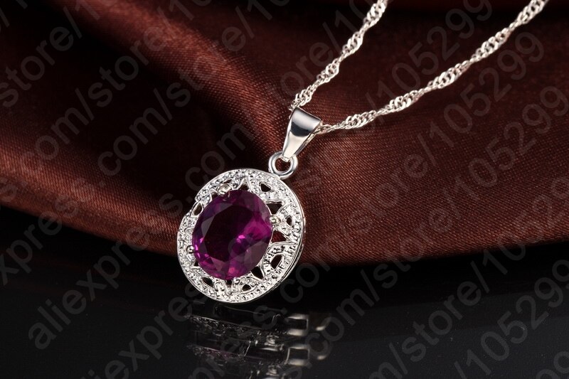 Crystal Pendant Necklace Earrings Ring Cubic Zircon Trendy Party 925 Sterling Silver Jewelry Sets Women