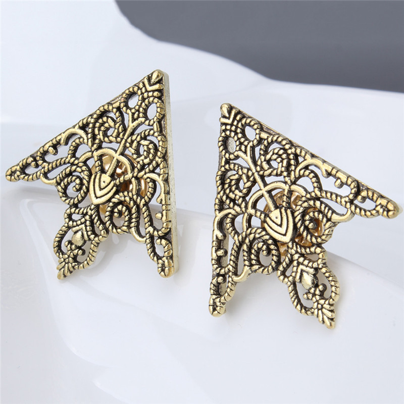 Broche para Cuello de camisa Pin esquinero hebillas Vintage Crown Hollow patrón para hombres mujeres accesorios de ropa de esquina: Green bronze