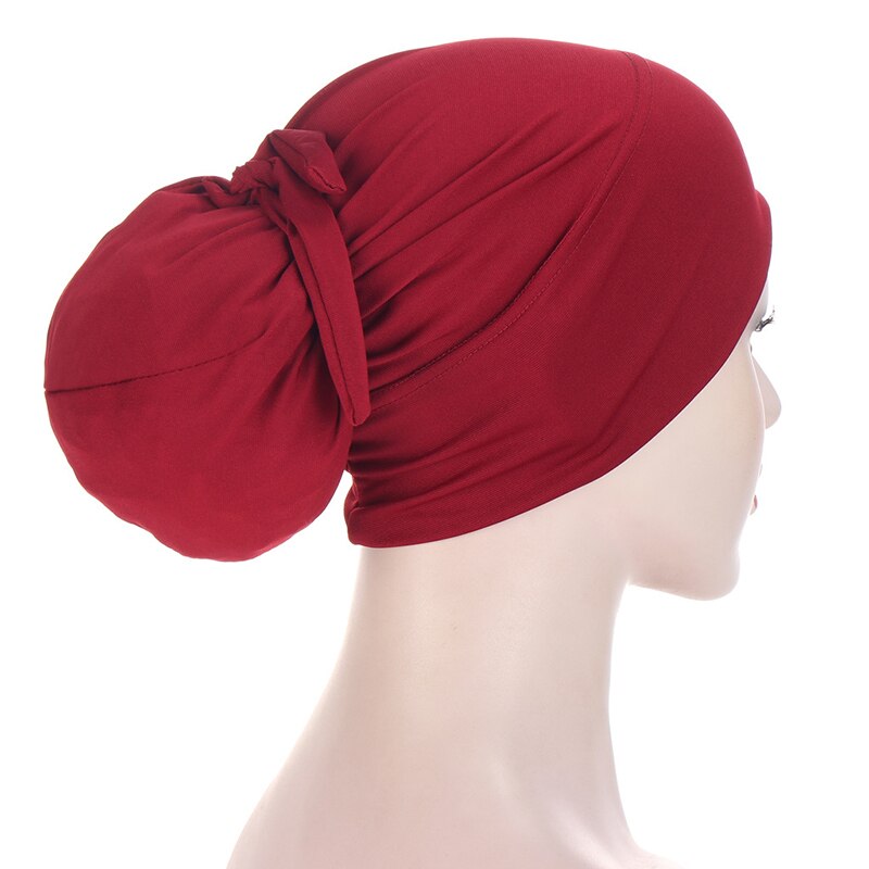 Polyester Headscarf 2022 Elastic Turban Hat Solid Color Women Warm Winter Headscarf Bonnet Inner Hijabs Cap Muslim: 03