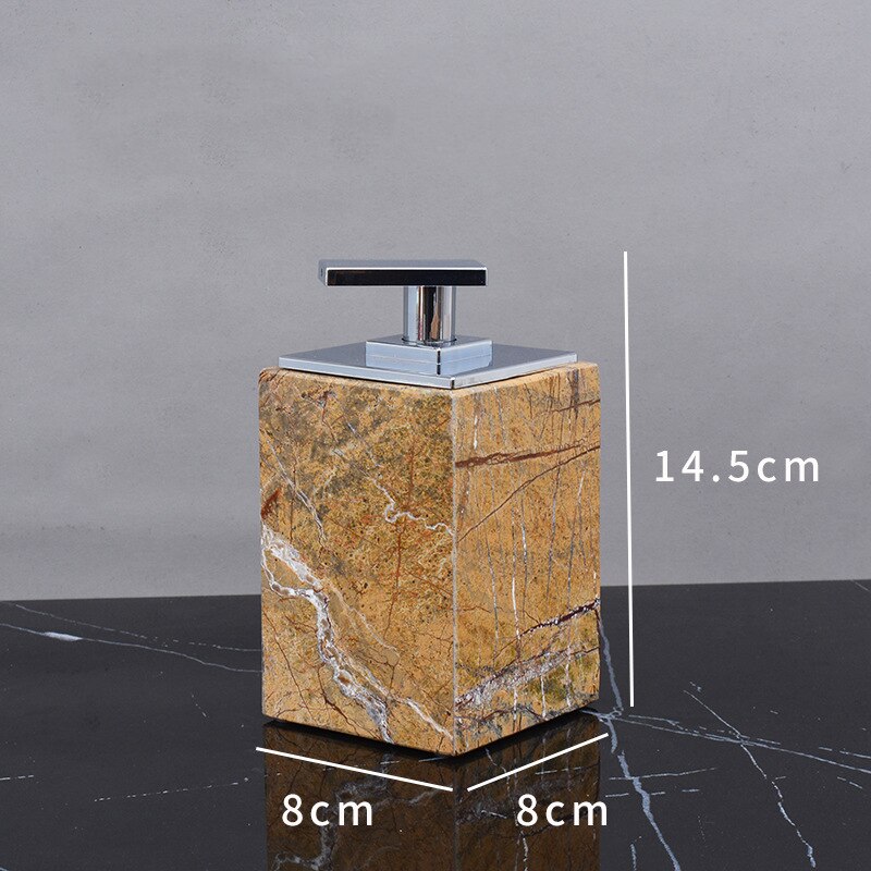 Fancy Brown Natural Marble Bathroom Accessories Sets Luxury Retro Soap Dispenser Toothbrush Holder Soap Dish Bathroom Kit: Soap dispenser C