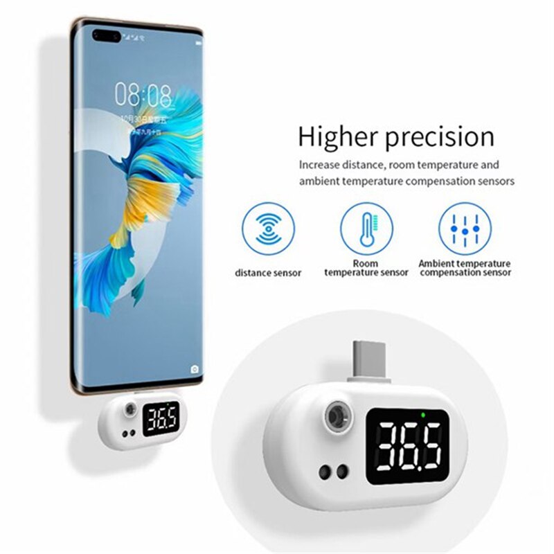 Mini thermomètre infrarouge portatif d'usb avec la prise de type-c/Android/Apple pour le thermomètre numérique de téléphone Portable de Xiaomi/iPhone X/11/12