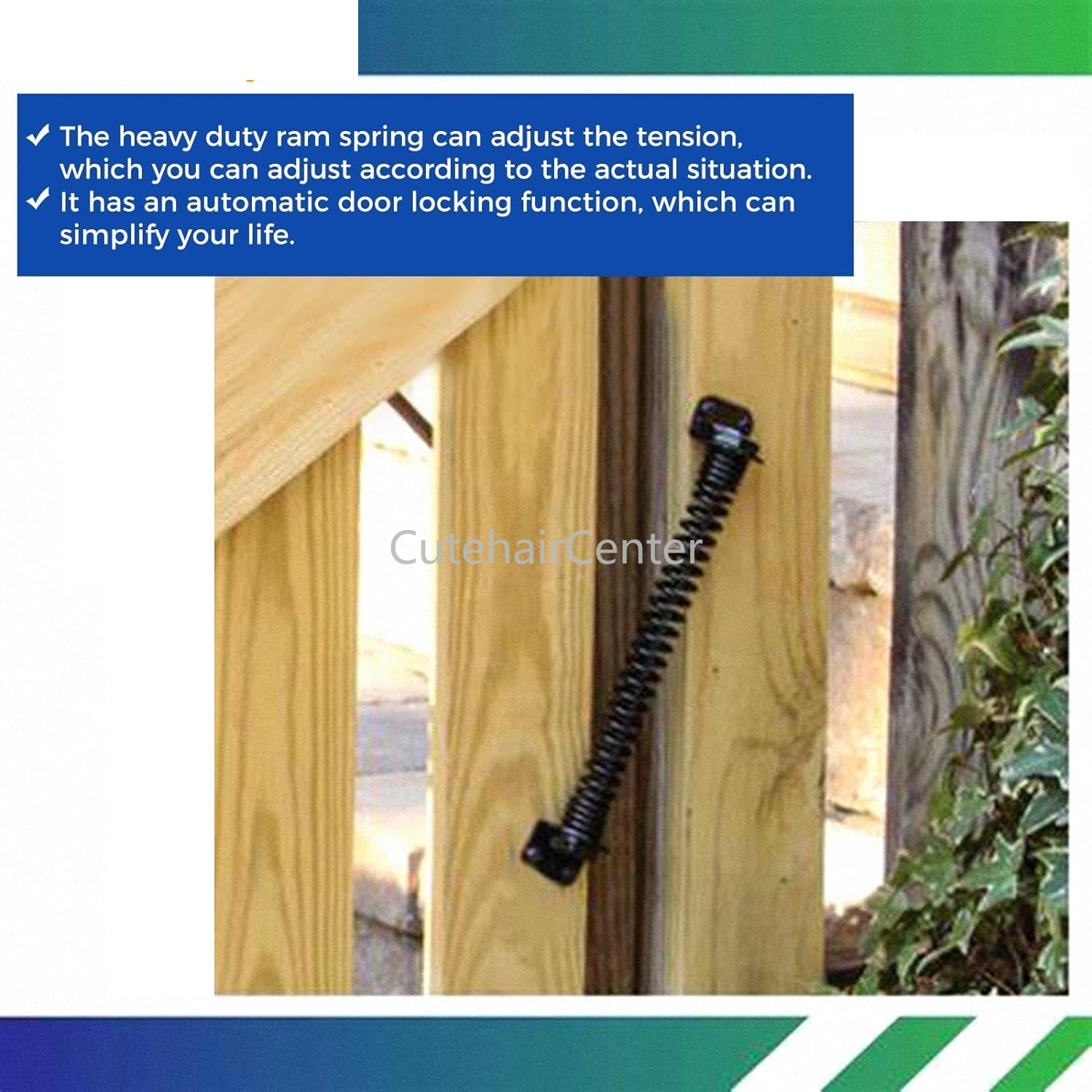 Adjustable Steel Gate Spring Hinge Self-Closing Lock Heavy Duty Thickened Closer with Position Pin for Farm Fence Outdoor Garden