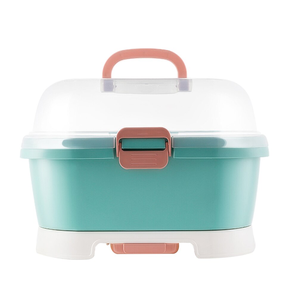 Portable Baby Bottle Rack Storage Box Organizer Dust Proof Drying Shelf Box Baby Milk Feeding Bottle Dryer Box Baby Accessory: green