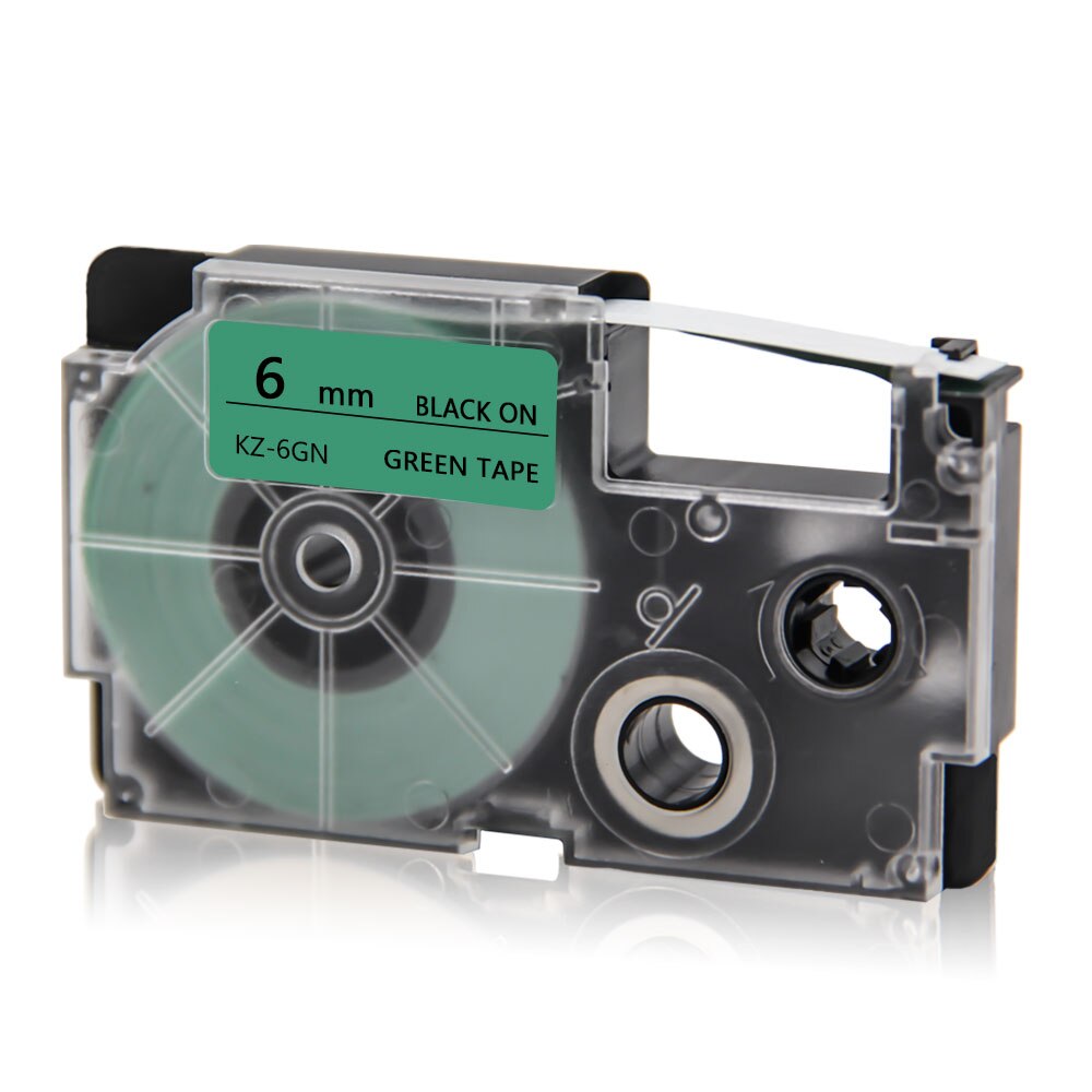 Absonic Compatible for Casio XR-6YW Labels Tape EZ-Label Printer for KL-60 KL-120 KL-820 KL-60SR KL-70e KL-100e KL-100 KL-200: Black on Green