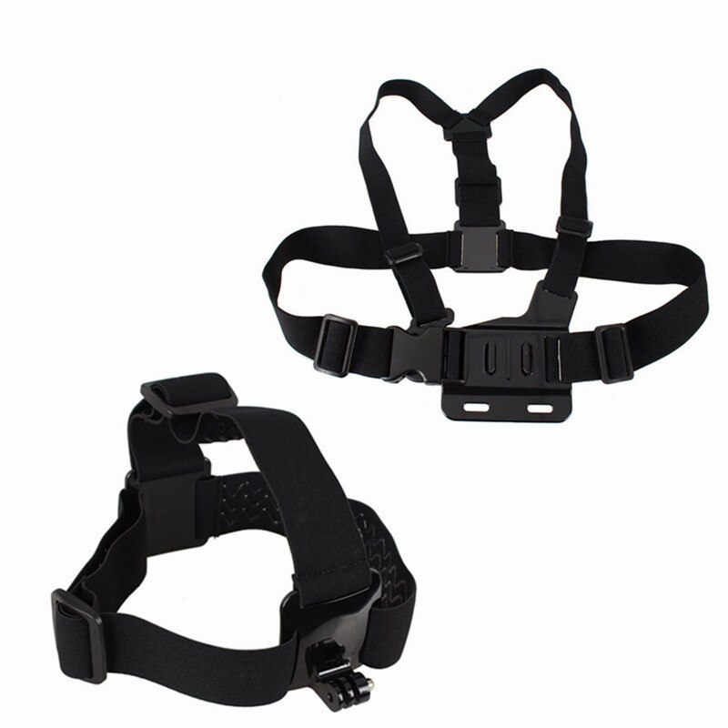 Elastische Verstelbare Hoofdband Mount Riem Borst Riem Mount voor Gopro Hero SJCAM Xiaomi Yi 4 k Actie Camera Accessoires: Head and Chest Strap