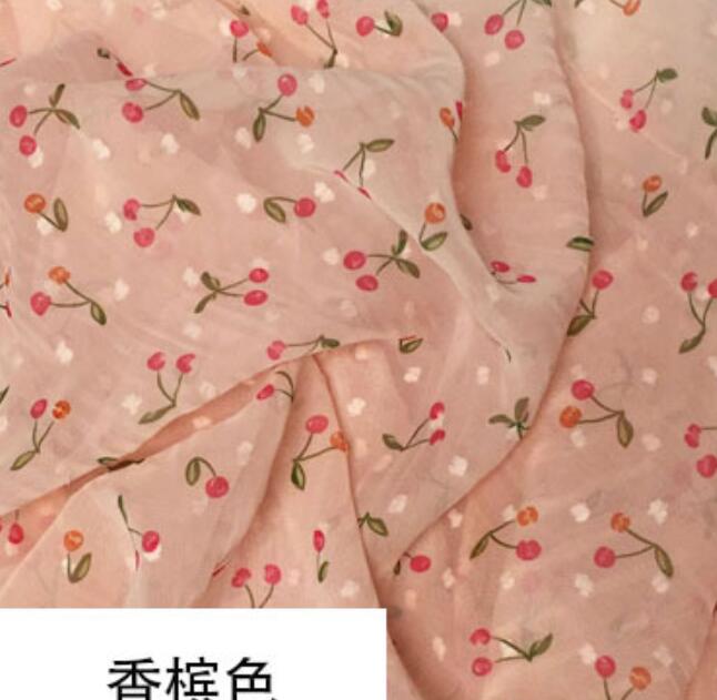 Cosplay Dress Chiffon Swissdot cherry Printed Soft dress fabric swiss dot Tilda craft fabric dress material: 3 pink champagne