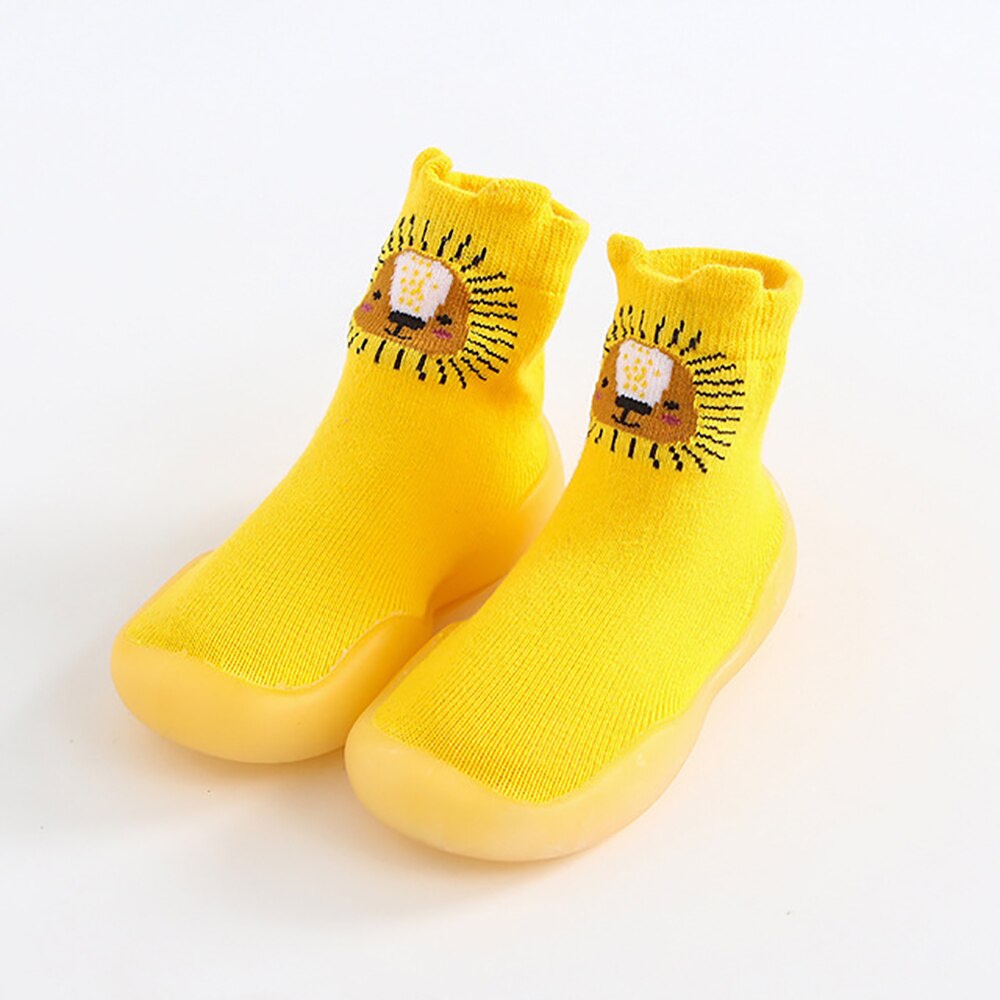 1 Pair Cute Cartoon Baby Socks Anti Slip Shoes Socks with Rubber Soles Newborn Spring Summer Soft Floor Socks: Yellow / 6-12M(20-21)