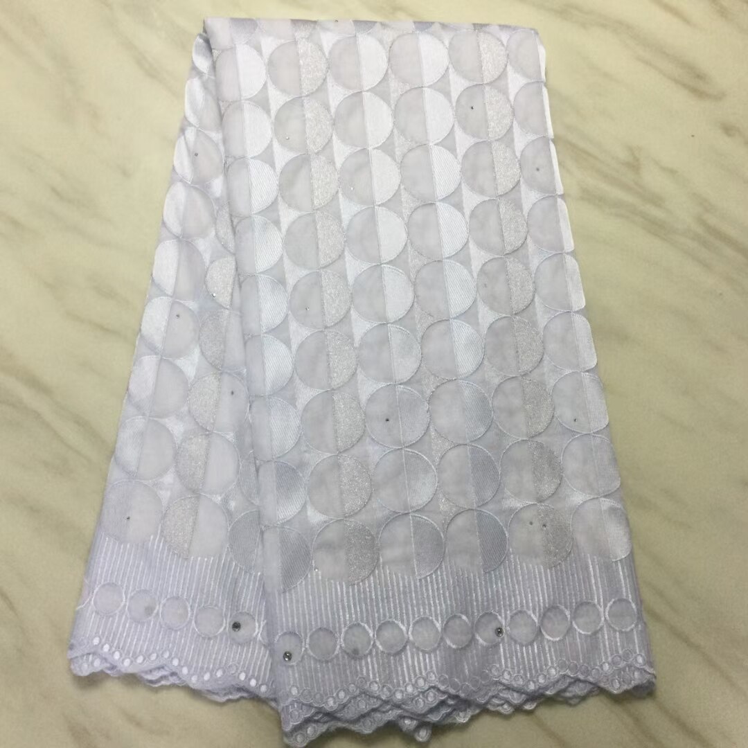 Tela de encaje de gasa de algodón suave y seco, tejido clásico de , colores combinados, africano, suizo, para vestidos de , _ X: White