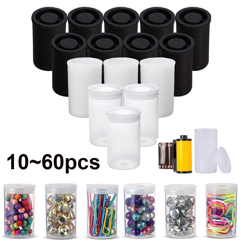 Bote de película vacía de plástico, contenedor de carrete de cámara, caja de almacenamiento para accesorios, cuentas artísticas, cebo de pesca, 10 ~ 60 uds.
