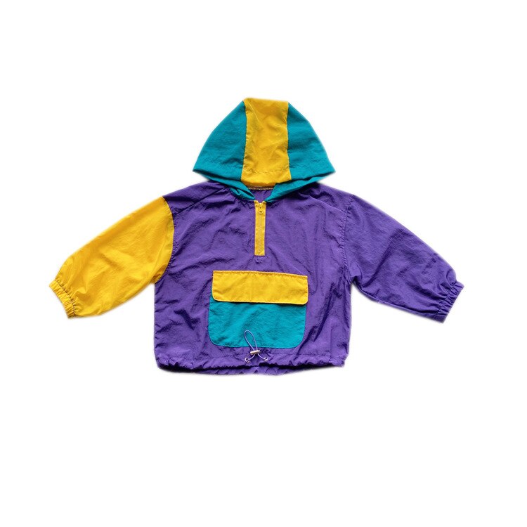 Multicolore grande poche à capuche veste d'hiver veste fille manteaux enfants manteaux enfants vestes