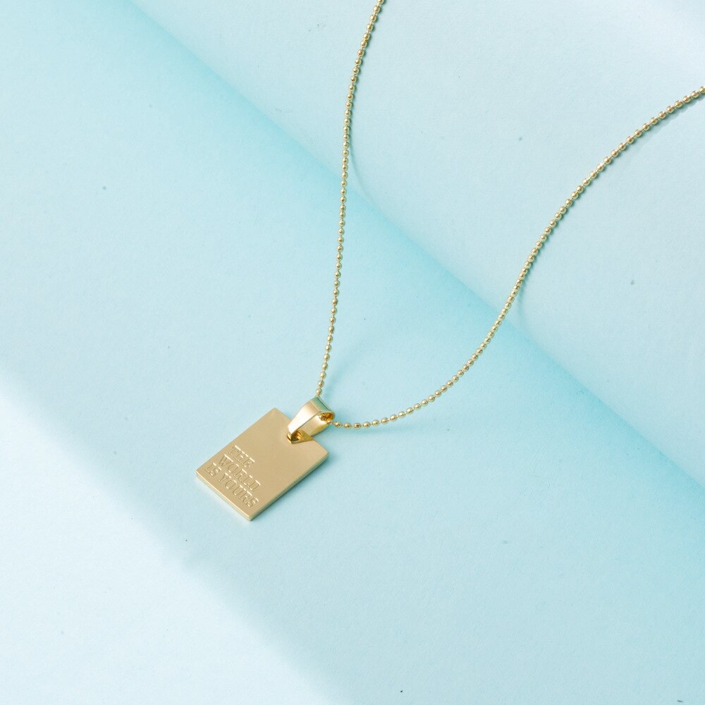 Collier avec pendentif en acier inoxydable pour femmes, couleur or, , accessoire de bijouterie, Alphabet d'amour, bénédiction