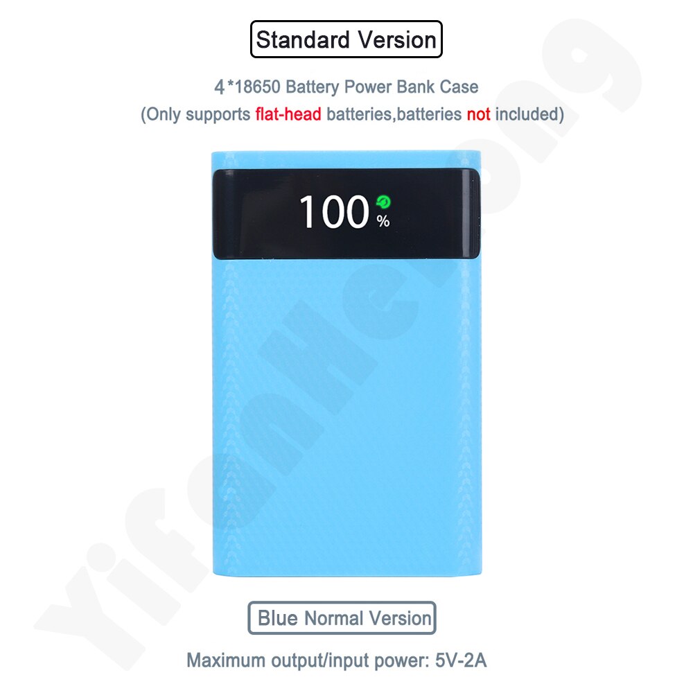 4x18650 Battery Charge Storage Box 5V Dual USB 22.5W PD Fast Type C DIY Power Bank Case For Android Micro USB Smart Phones: Normal Blue
