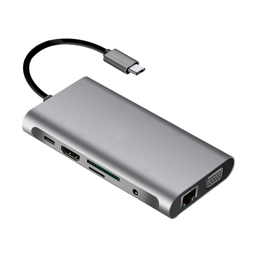 zeszyt Smartphone konwerter rozszerzeń rodzaj-c Centrum dok 10w1 HDMI kompatybilny VGA PD USB 3.0 SD TF RJ45 3.5mm PD adapter robić ładowarki