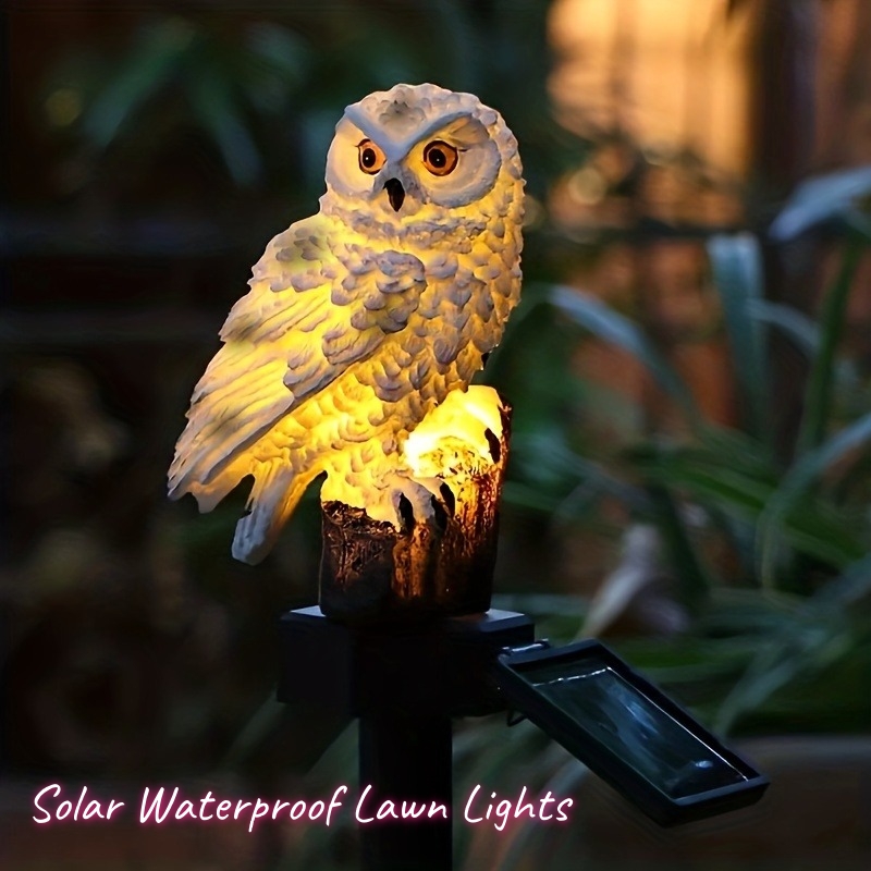 1 pc ao ar livre coruja estátua lâmpada resina artesanato movido a energia solar led iluminação ao ar livre decorativo paisagem luz solar jardim luz