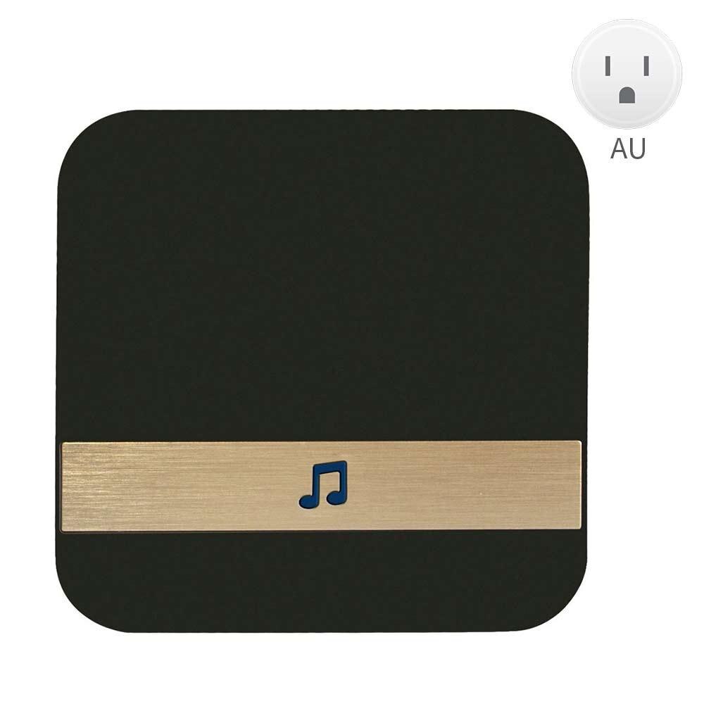 Sort 433.0 mhz wifi dørklokke klokke visuel dørklokke klokke universal dør hardware husmarked kontor vandtæt plug-in klokke: Sort au-stik