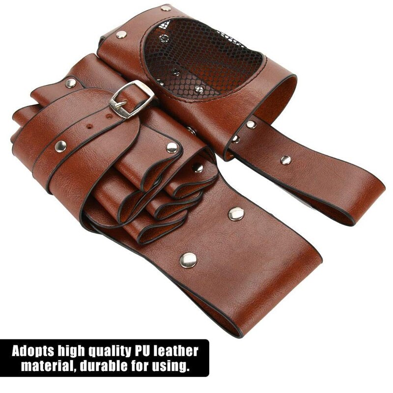 Barber Tool Belt Hairdresser PU Waterproof Waist Pouch for Scissor Comb Clip Storage