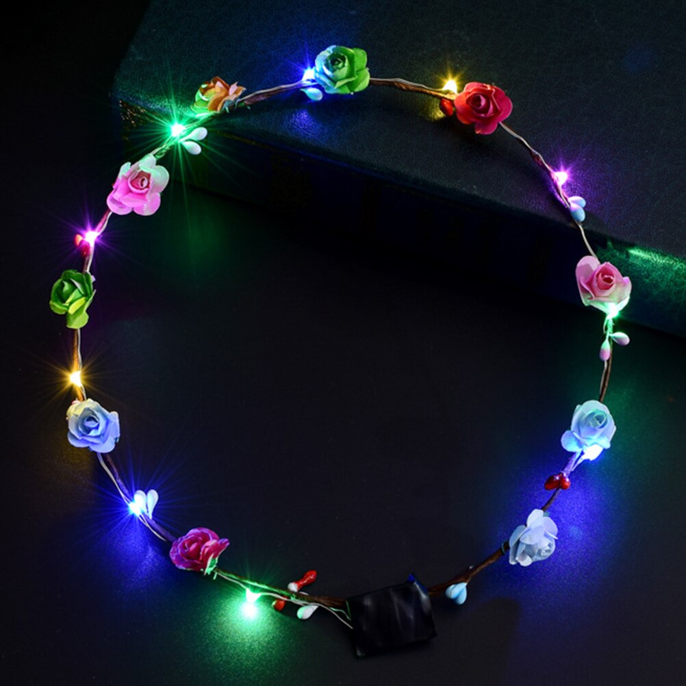 Diadema con corona de para boda para mujer y niña, diadema con luz LED para el cabello, diadema con corona, guirnaldas brillantes de neón, cumpleaños, Navidad, de navidad: Color