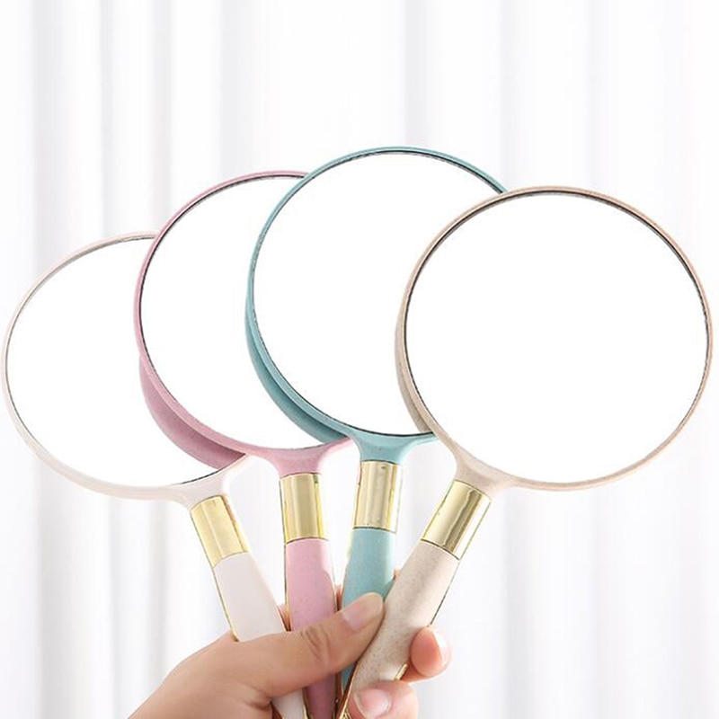 1pcs Plastic Vintage Hand Mirrors Makeup Vanity Mirror Rectangle &Round Hand Hold Cosmetic Mirror With Handle