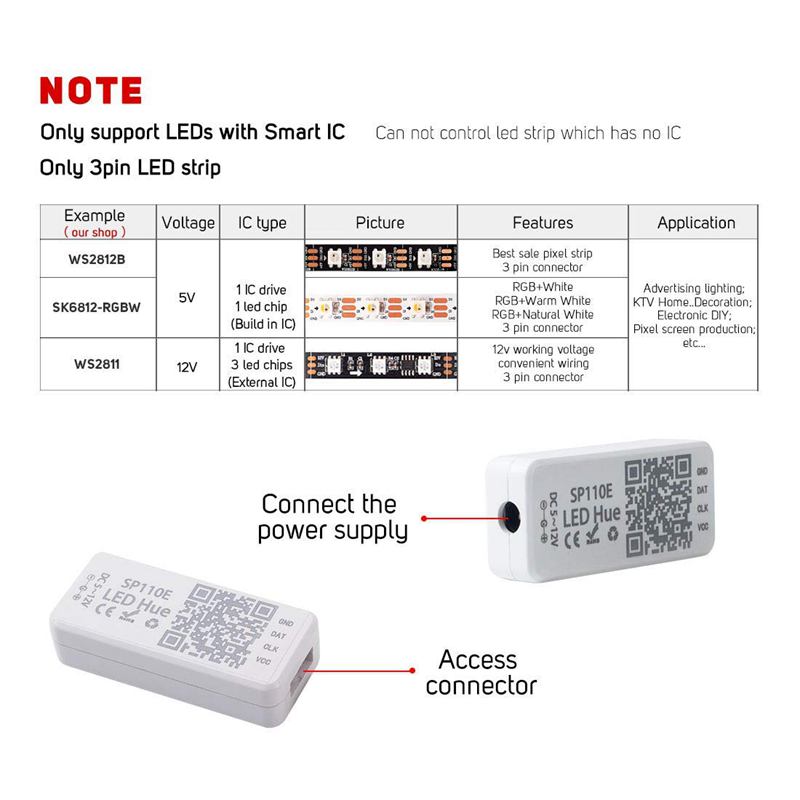 WS2812B SK6812RGB SK6812RGBW Bluetooth SP110E Mini Controller, ondersteuning Alle Led Strip/Module Licht/Paneel/String, Ios/Android