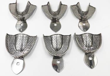 Dental Metal Impression Trays Stainless Steel Impression Tray With Holes Quarter ,Anterior, Small, Medium,Large: 3 sets