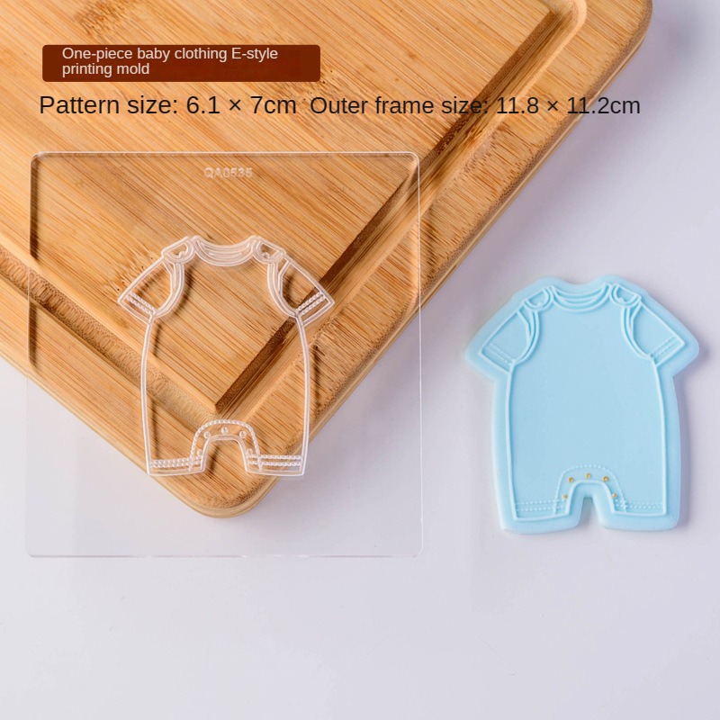 Baby-Kleidung, Keksausstecher, Prägung, Babyparty, Geburtstag, Fondant, Kekse, Werkzeuge für Kuchendekoration, Backzubehör für freundlicher: Braun