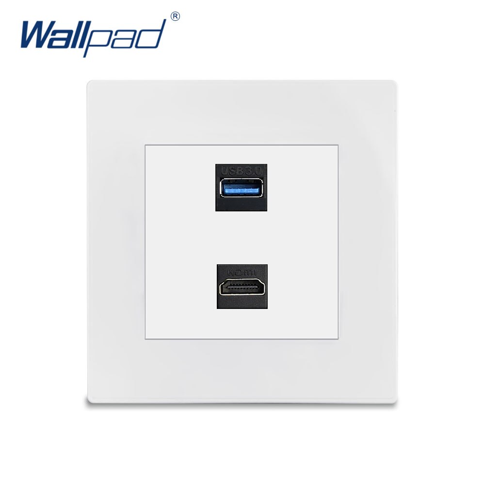 USB 3.0 HDMI Socket Charge Wallpad Luxury White Wall Electrical Outlet Sockets PC Panel