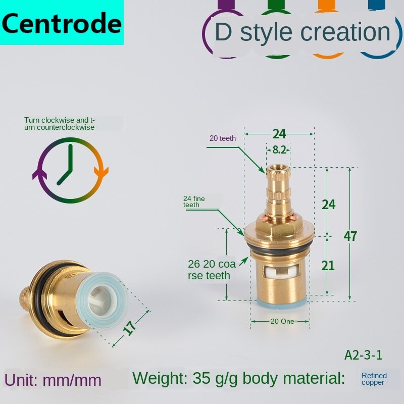 Faucet copper valve core and cold water fast opening triangle valve switch ceramic valve core copper head repair parts: Section D Forward