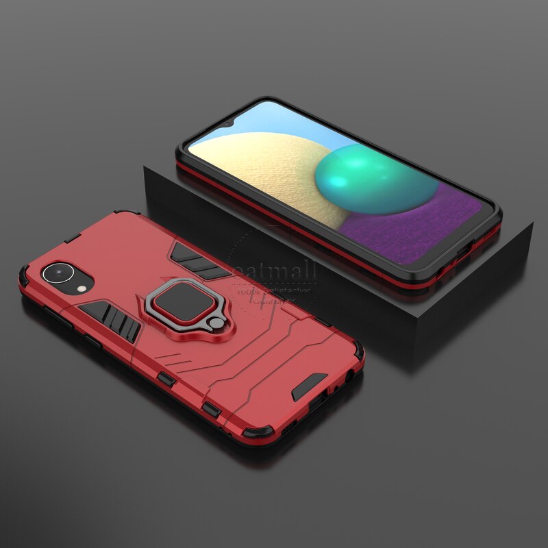 Voor Samsung Galaxy A03 Core Case Hybrid Robuuste Armor Kickstand Metalen Vinger Ring Shock Proof Cover Voor Samsung A03 Core gevallen