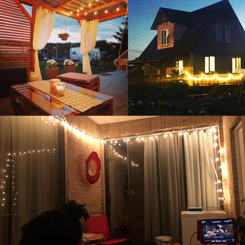 Lampen lichtsnoer 220v eu-stekker tuin led gazonlamp paraplu slinger 5m lichtslingers voor bruiloft buitendecoratie patio tuin