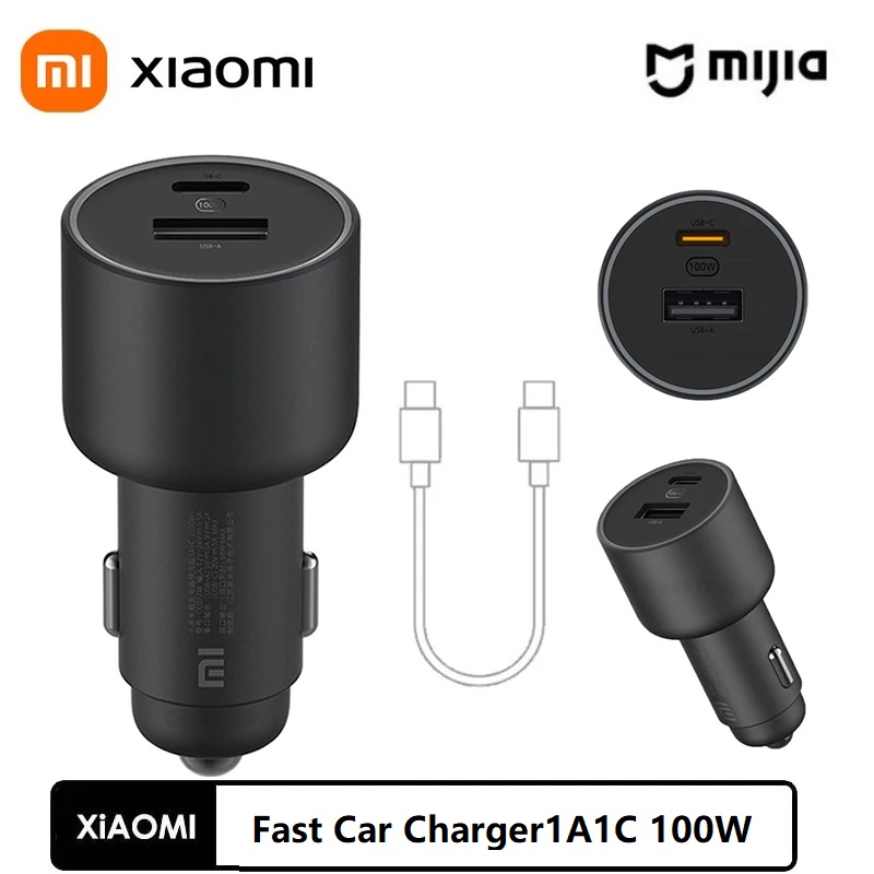 Original Xiaomi 100W Auto ladegerät Dual USB Schnell ladung Wireless Mi Auto ladegerät 100W USB-A USB-C Dual-Output-LED-Leistung