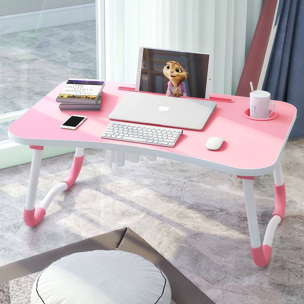 Mesa plegable para ordenador portátil con agujero en la ranura, escritorio portátil para cama, sofá, mesa de estudio